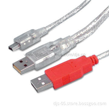 USB AM to AM and Mini 5P Transparent Cable of RoHS Compliant Materials and High Performance